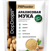 Мука Арахисовая DopDrops тонкого помола PBPowder высокобелковая с пониженной калорийностью и жирностью, 350 г