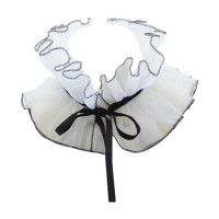 83XC викторианская винтажная органза с оборками, воротник-стойка, искусственный воротник в стиле стимпанк, искусственный воротник с регулируемой лентой