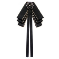 Женская винтажная Элегантная Брошь с предварительно завязанным воротником, искусственный жемчуг, Ювелирное Украшение, лента, галстук-бабочка, корсаж для рубашки, воротника, одежды