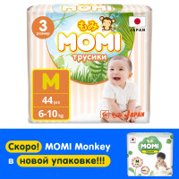 Momi Подгузники трусики детские 6-10 кг размер 3 M 44шт MONKEY