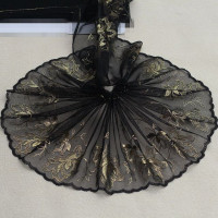 2 ярда, Золотая кружевная отделка, вышитая Цветочная кружевная ткань 7,09 дюйма, высококачественные аксессуары для рукоделия и шитья одежды