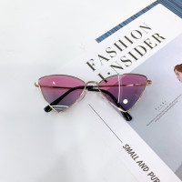 Новинка 2021, детские солнцезащитные очки кошачий глаз, модные роскошные солнцезащитные очки UV400, детские металлические треугольные крутые розовые солнцезащитные очки для девочек и мальчиков