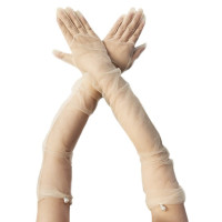 66 см женские сетчатые прозрачные тонкие свадебные длинные перчатки с жемчугом для невесты элегантный ужин искусственный оперный этикет аксессуары Простые