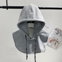 Зимний женский свитер с капюшоном, плотная шапка со съемным воротником, шапки на шнурке для взрослых, мужчин, женщин, студентов, хлопок, серый, синий