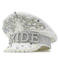 Белая военная шляпа для невесты, роскошная блестящая женская шапка-бриллиант для свадьбы, дня рождения, фестиваля