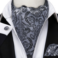 Зелёные твёрдые Шелковый Аскот галстук Резинки для волос, Self британский стиль джентльмен платье шарфы галстуки Свадебная вечеринка носовой платок Ascot комплект Hi-галстуком-бабочкой