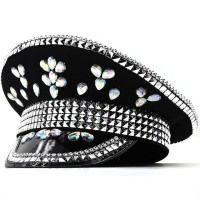 2023 модная женская военная шляпа, черная роскошная женская шапка-бриллиант для сценического представления, празднования ярмарки