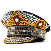 Женская Золотая военная шляпа, роскошная блестящая искусственная женская шляпа для капитана сергента, женская шляпа