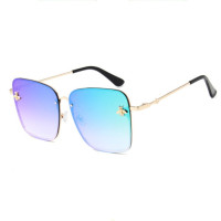 Европейские и американские дизайнеры, новинка, Ослепительная коробка в большой оправе, модные солнцезащитные очки с украшением в виде пчелы