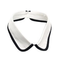 Женская винтажная элегантная черно-белая круглая блузка с ложным воротником контрастных цветов с отворотом