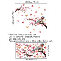 Наклейка на окно в виде ветки, птицы, бабочки, 30*60 см