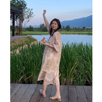 【現貨】im向  聖馬丁畫報裙~慵懶風寬鬆碎花洋裝燈籠半袖裙子