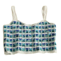 Женский вязаный кроп-топ во французском стиле