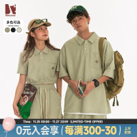 江南先生美式復古polo領短袖T恤男女夏季潮牌情侶裝辣妹風短款tee