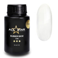 ALL STAR Professional, RUBBER BASE Lite, каучуковая база для гель-лака, прозрачная, пластично-жёсткая, 30 мл