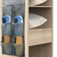 亚马逊新品热销送粘钩灰色网格橱柜卧室储物大6格壁挂式收纳袋