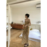 【119元福利款】ICELOLLY吊帶洋裝收腰長裙女夏碎花裙氣質裙子