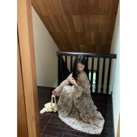 ICELOLLY超好看長袖雪紡碎花洋裝女秋冬法式長裙美拉德穿搭裙子