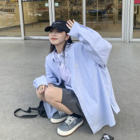 SIXI四喜家春季 立體小標 條紋襯衫女寬鬆設計感疊穿內搭長袖襯衫