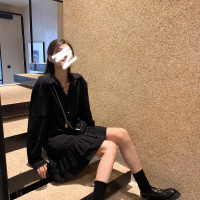 WANANTONG 微光摩納哥  壓褶金屬質感襯衫裙秋季設計感襯衫式洋裝