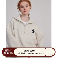 DESIGNER PLUS 大翻領加絨衛衣女套頭拉鍊小個子oversize韓版上衣