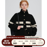 DESIGNER PLUS條紋毛衣外套女羊毛加厚慵懶風小個子高領軟糯開衫