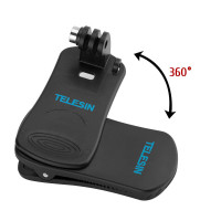Крепление прищепка Telesin для экшн камеры GoPro, SJCAM, EKEN, держатель гоу про, поворот 360 градусов, для фото и видео съёмки