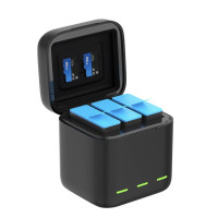 Набор зарядное устройство куб на 3 слота и 3 аккумулятора для GoPro Hero 12/11/10/9
