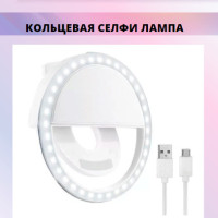 Кольцевая селфи лампа со встроенным аккумулятором, светодиодная для смартфона, планшета, ноутбука