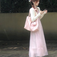 粉色吊帶洋裝2023新款浪漫溫柔風小清新甜美法式長裙氣質仙女裙