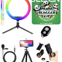 Подарочный набор юного начинающего блогера с кольцевой лампой для творчества Panda Blog RGB