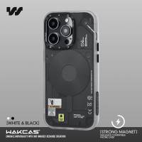 WAKCAS磨砂黑iphone15蘋果14promax手機保護殼個性潮磁吸機械適用iphone13promax防摔殼新款小眾原創蘋果14保護套