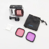 Аквабокс для GoPro 11 / 10 / 9 и три фильтра (красный, розовый, маджента)