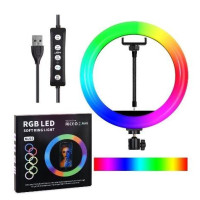 Кольцевая лампа светодиодная LED-лампа RGB 33см с держателем для телефона без штатива / Лампа для селфи фото видеосъёмки