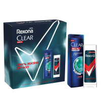 Clear Men + Rexona Футбольная коллекция, Подарочный набор шампунь и гель для душа 200 мл + 180 мл