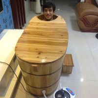 3G69批发中式泡澡浴桶加厚浴盆浴盆收缩婴儿实木木桶成人沐浴盆全