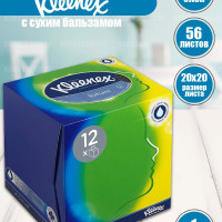 Бумажные салфетки для лица Kleenex с Алоэ Вера, 3-сл, 56 шт/уп