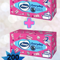 Zewa, Салфетки бумажные косметические Everyday 100 шт * 2 упаковки