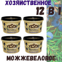 Гель-мыло хозяйственное Можжевеловое Веста ГОСТ 88% для мытья посуды, для мытья пола, для уборки на кухне, в ванной, средство для стирки, концентрат, 4 штуки по 500 мл