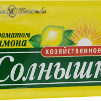Мыло хозяйственное "Солнышко", с ароматом лимона, 140 г, 5 шт.