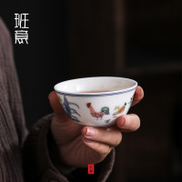 SG8Y批发羊脂玉白瓷大明成化斗彩鸡缸杯仿古功夫茶杯陶瓷品茗杯主