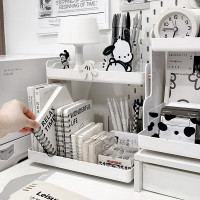 K9HX批发ins风桌面置物架学生宿舍桌上收纳盒办公室书桌双层整理