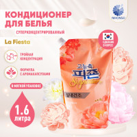 Кондиционер для белья Pigeon 1,6 л формула с аромакапсулами La Fiesta Корея, ополаскиватель для белья