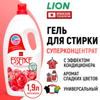 LION Essence Гель суперконцентрированный для стирки c кондиционером Розовая страсть 1900 мл