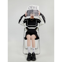 LLL LAB/高級感洋裝小眾設計撞色長袖假兩件衛衣裙子美式裙子女