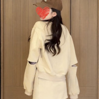 東大門慵懶寬鬆鏤空套頭休閒上衣半身裙A字短裙兩件式套裝2023秋冬新款