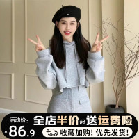 衛衣洋裝子女秋冬裝搭配一整套小個子茶系穿搭時尚套裝2023新款