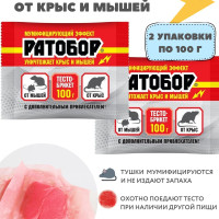 Тесто - брикеты от грызунов Ратобор / средство от крыс и мышей мумифицирующее 2 штуки по 100 грамм