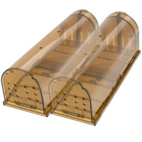 2 шт в упаковке! Мышеловка увеличенного размера 200*75*78мм "Планета Садовод - Два Кота Макси" (Прозрачная пластиковая гуманная ловушка для мышей)