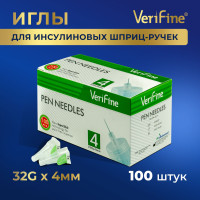 Verifine иглы для шприц ручки медицинские инсулин иголки 32G х 4 100 шт